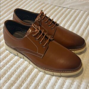 New mens Bruno Marc Brown Leather Derby Shoes with Contrast Sole size 12